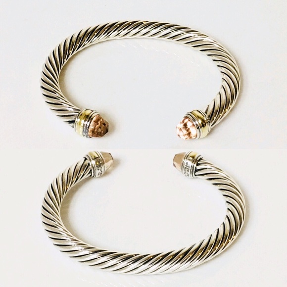 David Yurman 7mm Morganite Cable Cuff Bracelet - Picture 4 of 7